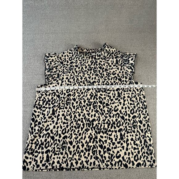 Womens Blouse Sleeveless Leopard Print Ruffle Career Size XL - Picture 5 of 7